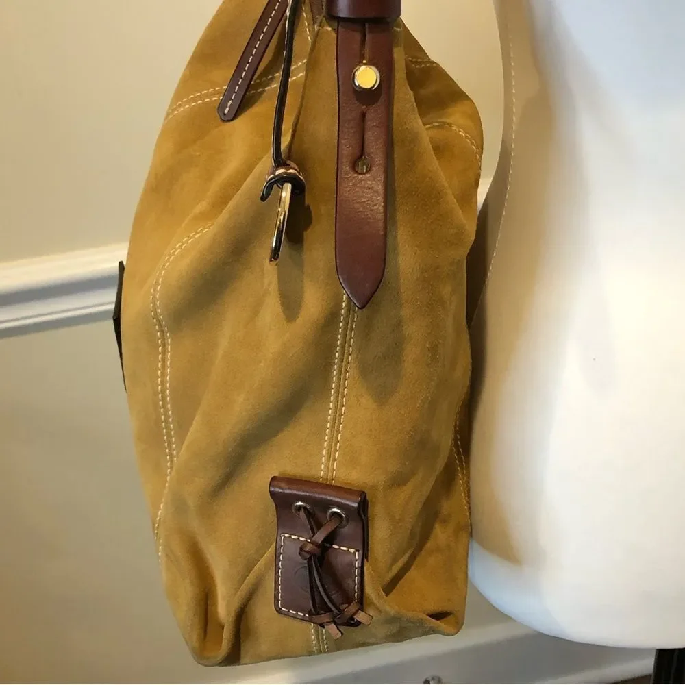 Vintage DOONEY & BOURKE Caramel Suede & Brown Leather Full Zipper Shoulder Bag